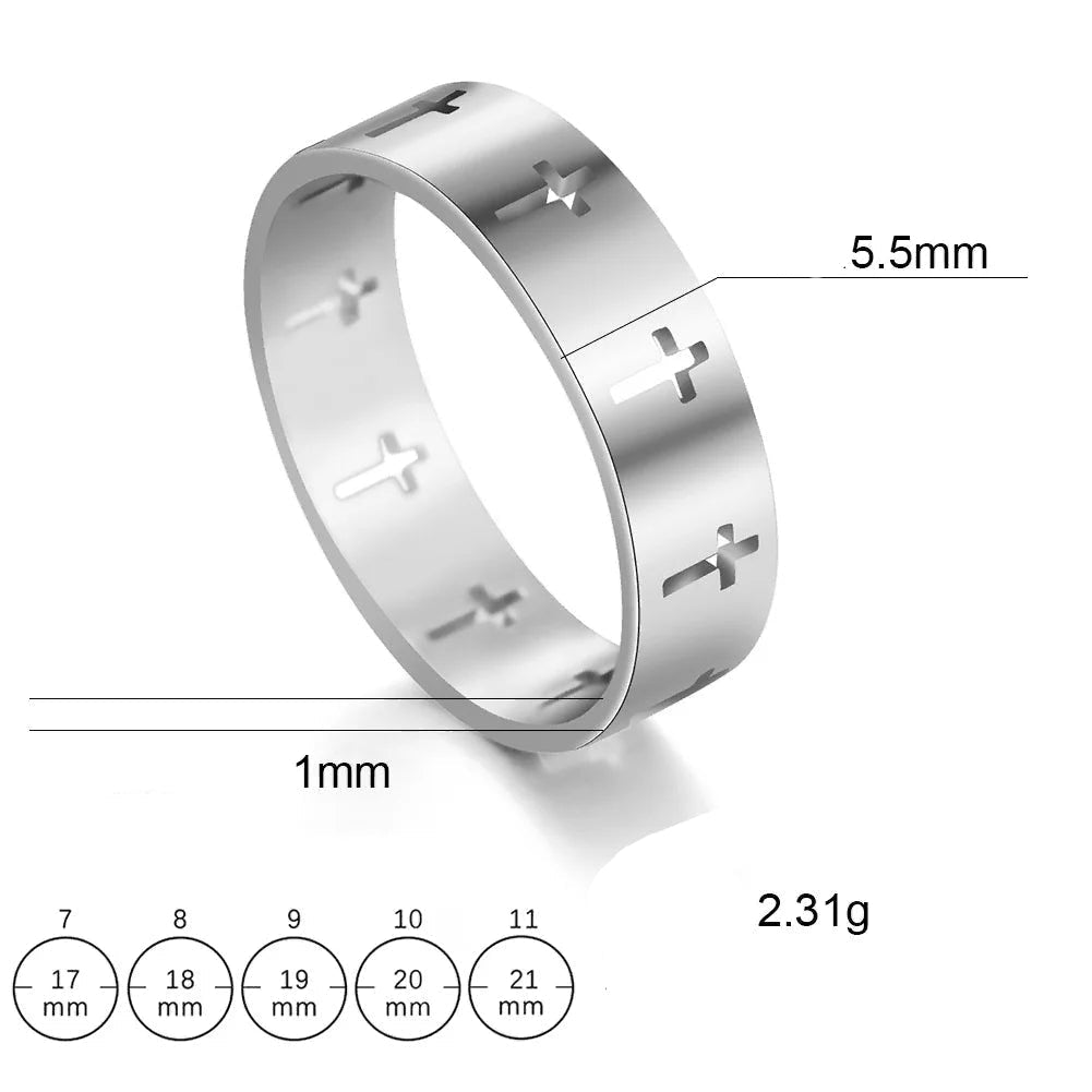 Anillo con cruz calada de plata