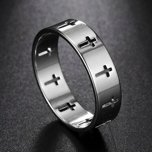 Anillo con cruz calada de plata