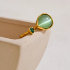 Anillo con Gota de Agua en Piedra Natural y Circonio