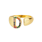 Anillo con inicial arcoíris para mujer - letra 