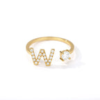 Anillo con inicial en strass para mujer - letra 