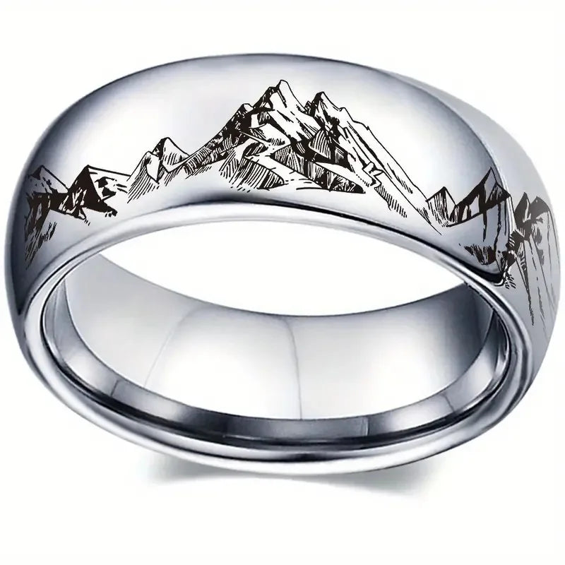 Anillo con Montañas para Hombre plata