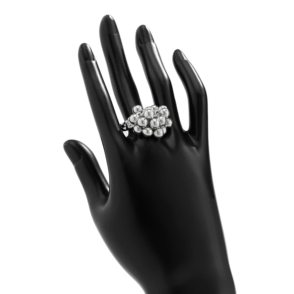 Anillo con Perlas Plateadas o Doradas plata