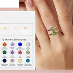 Anillo con pequeñas piedras de nacimiento redondas para mujer