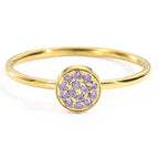 Anillo con pequeñas piedras de nacimiento redondas para mujer febrero