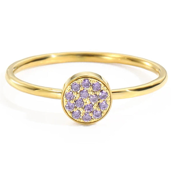 Anillo con pequeñas piedras de nacimiento redondas para mujer febrero