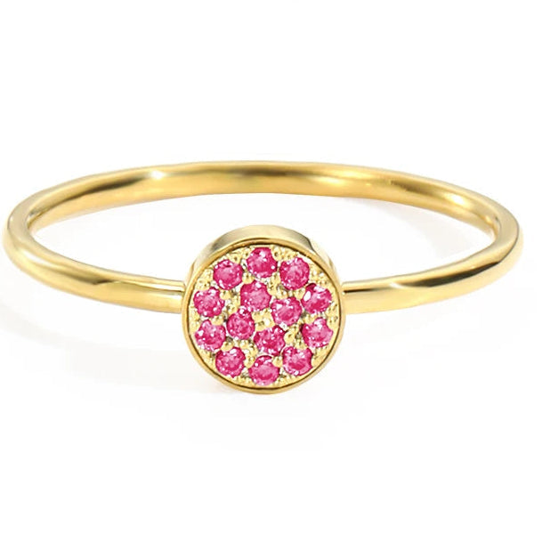 Anillo con pequeñas piedras de nacimiento redondas para mujer julio