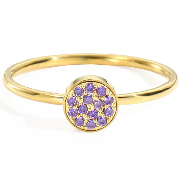 Anillo con pequeñas piedras de nacimiento redondas para mujer junio