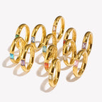 Anillo con piedra de nacimiento engastada para mujer