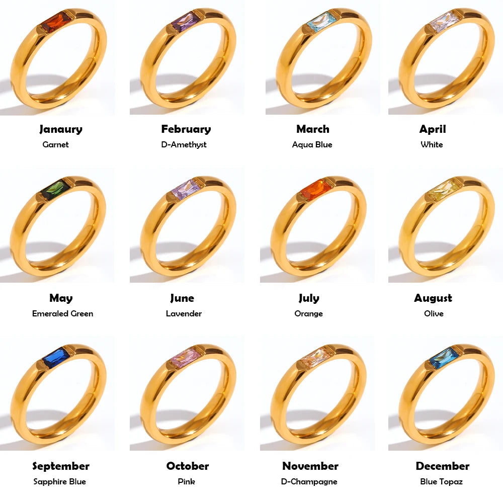 Anillo con piedra de nacimiento engastada para mujer