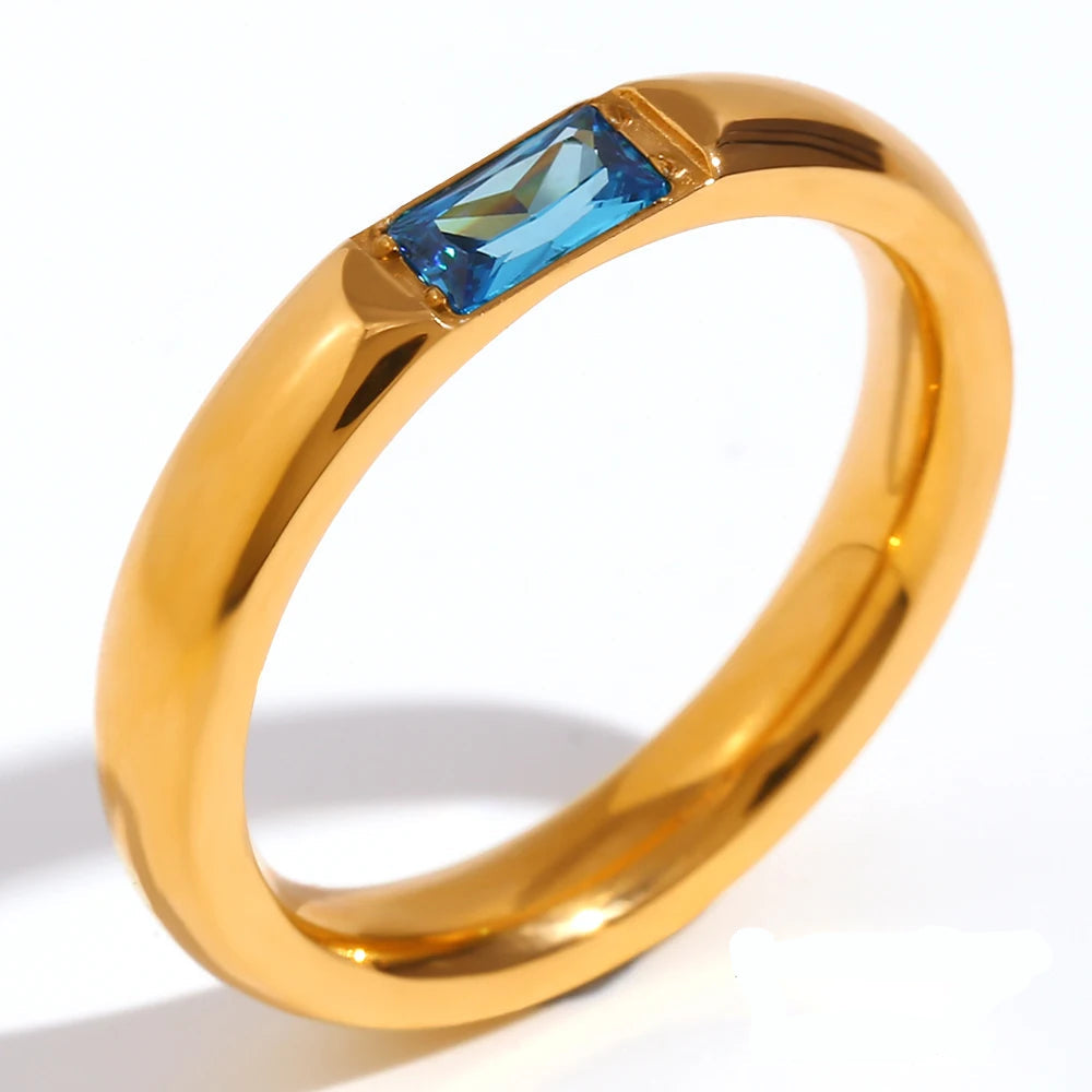 Anillo con piedra de nacimiento engastada para mujer diciembre