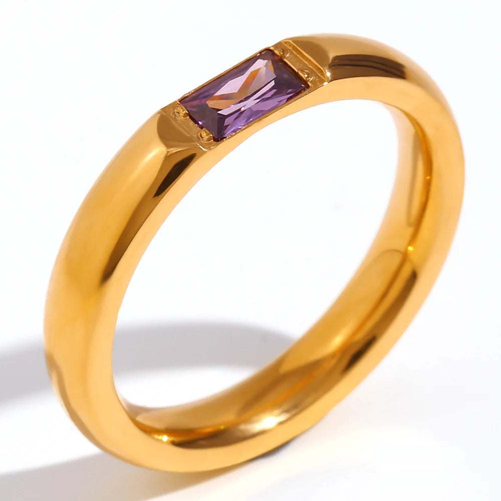 Anillo con piedra de nacimiento engastada para mujer febrero