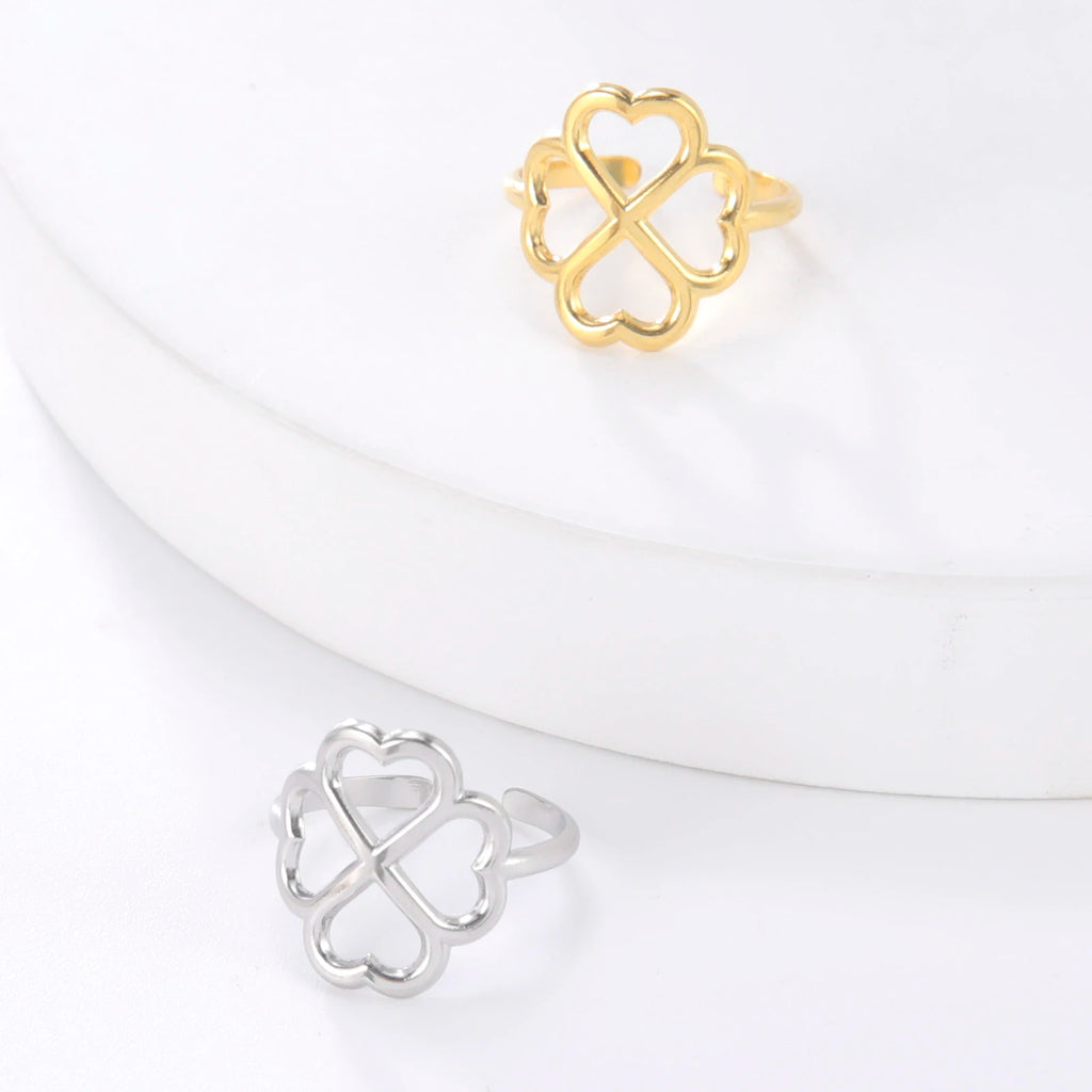 Anillo con Trébol de 4 Hojas para Mujer plata