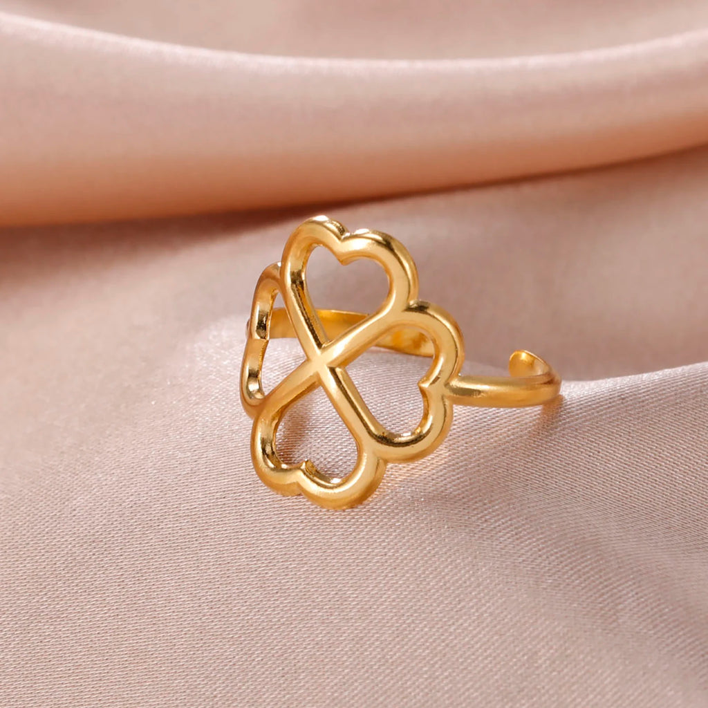 Anillo con Trébol de 4 Hojas para Mujer oro