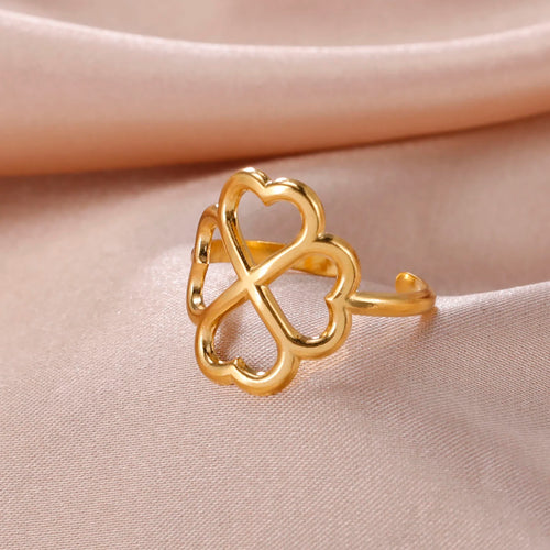 Anillo con Trébol de 4 Hojas para Mujer oro