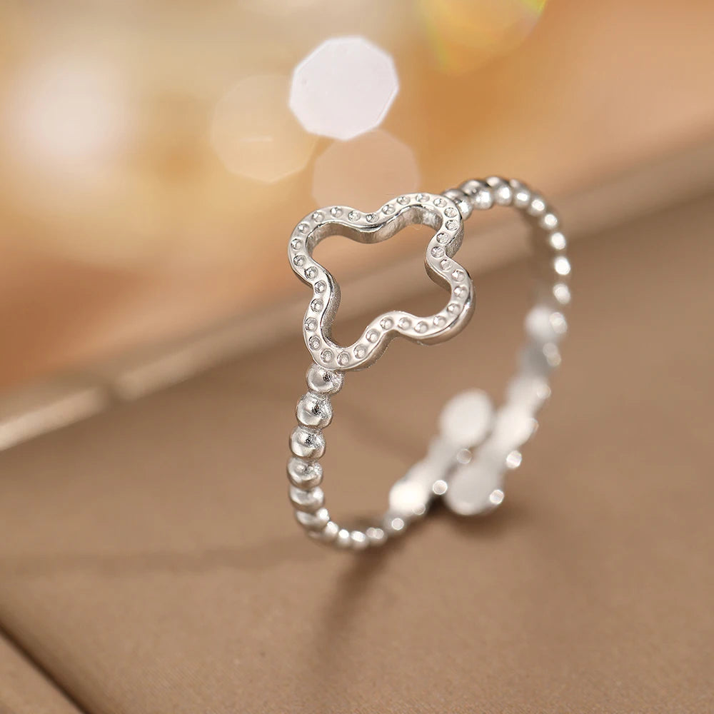 Anillo con Trébol de 4 Hojas para Mujer plata