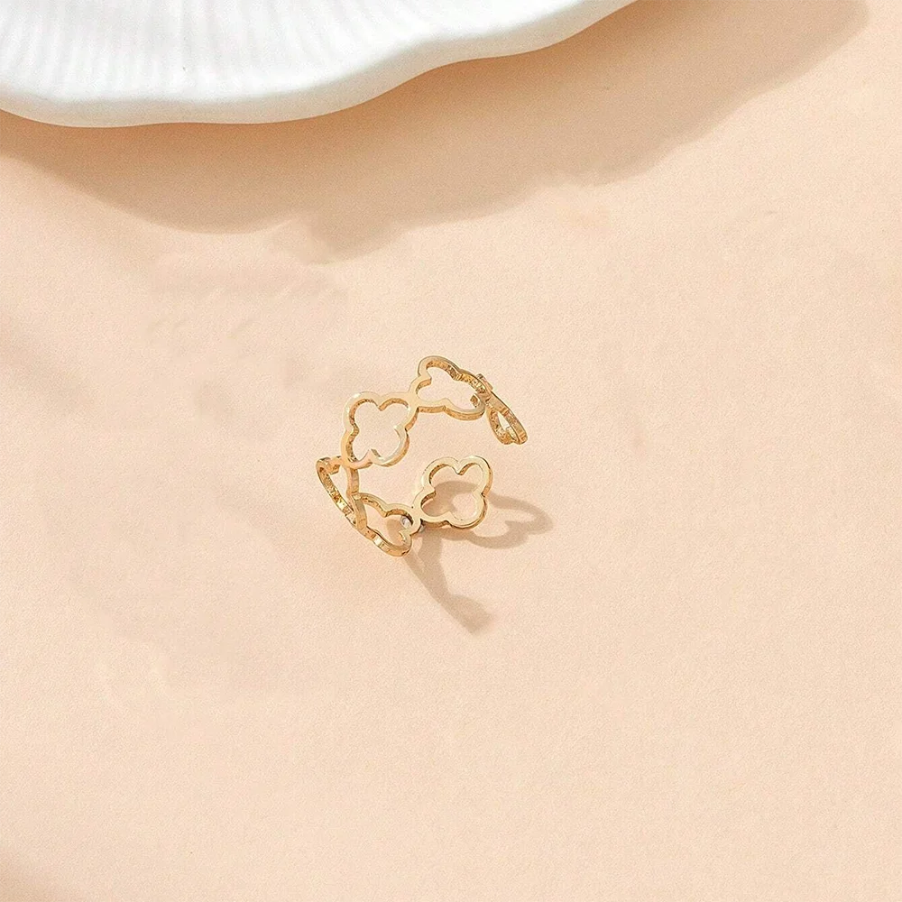 Anillo con Tréboles de 4 Hojas de la Suerte oro