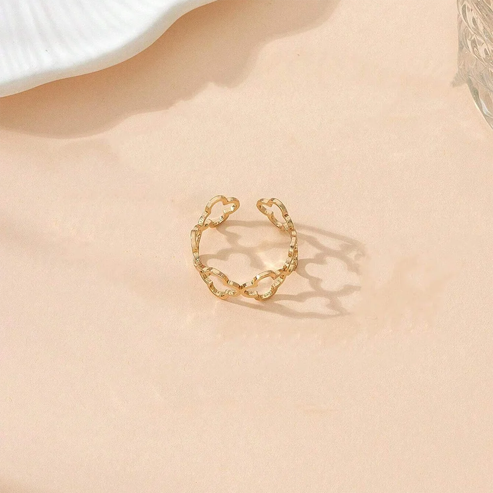 Anillo con Tréboles de 4 Hojas de la Suerte oro