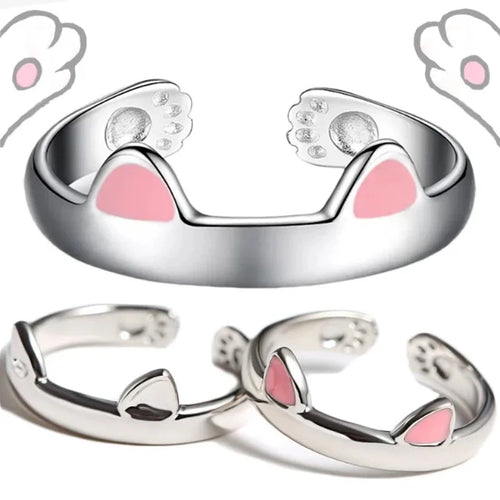 Anillo Abrazo Gato Orejas Rosas