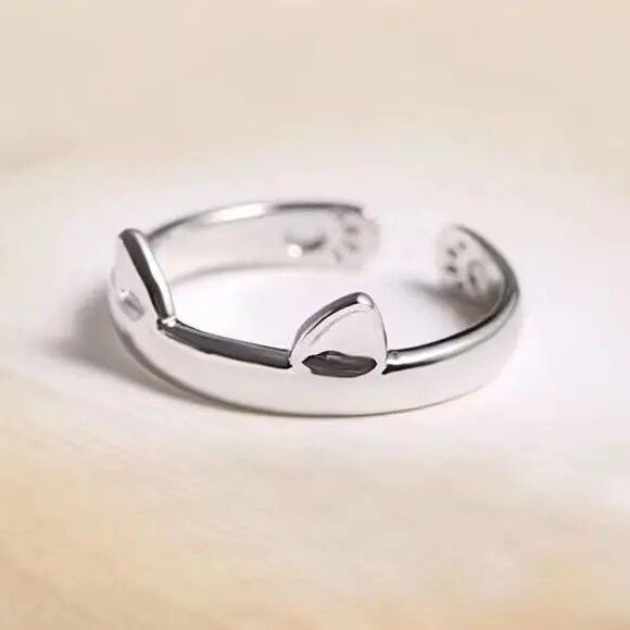Anillo de abrazo Gato Orejas de plata