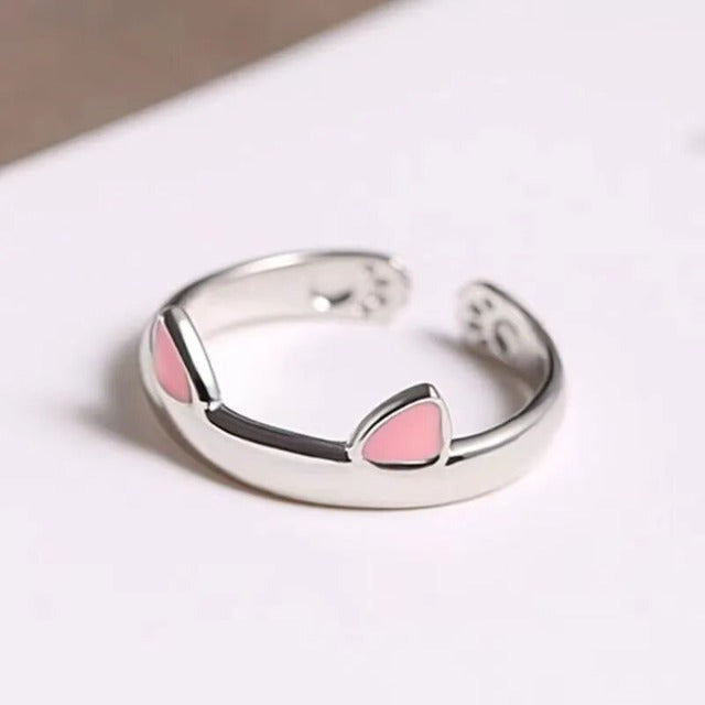 Anillo de abrazo Gato orejas rosas
