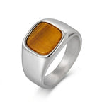 Square ring with tiger's eye stone 