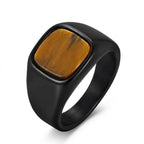 Square ring with tiger's eye stone 