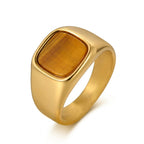 Square ring with tiger's eye stone 