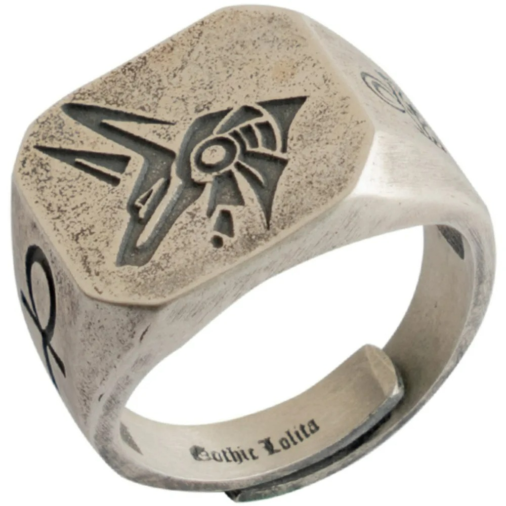 Anillo cuadrado de estilo egipcio Anubis