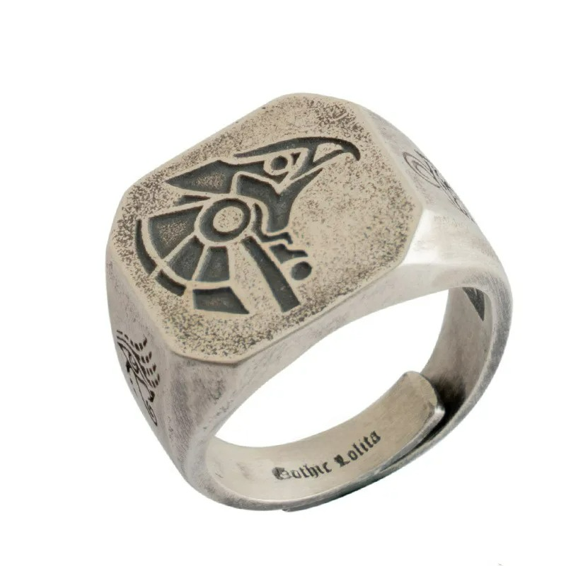 Anillo cuadrado de estilo egipcio Ojo de Horus