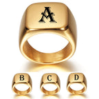Anillo ancho para hombre personalizado con inicial