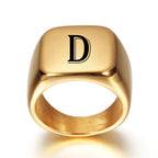 Anillo ancho para hombre personalizado con inicial d