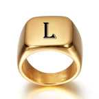 Anillo ancho para hombre personalizado con inicial l