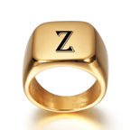 Anillo ancho para hombre personalizado con inicial z