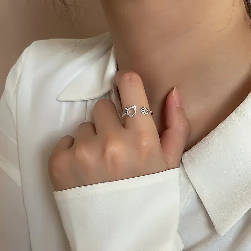 Anillo de Gato con Patas de plata