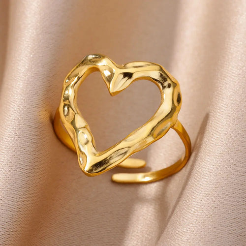 Anillo Corazón Anillo Mujer Ajustable Oro