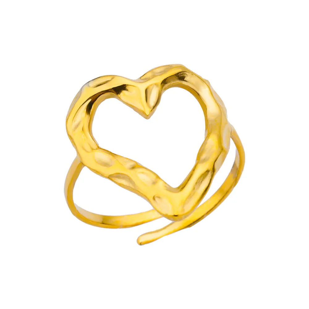 Anillo Corazón Anillo Mujer Ajustable Oro