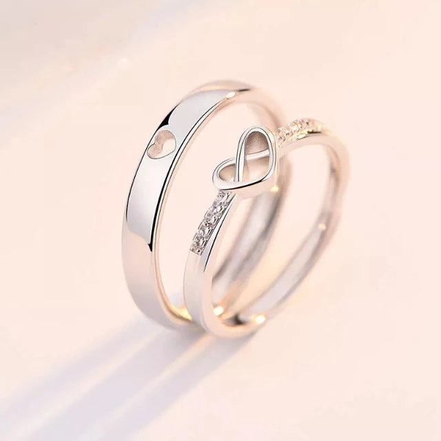 Anillo Corazón Plata y Diamantes (Juego de 2)