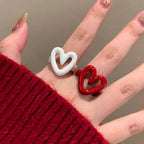 Anillo corazón esmaltado blanco