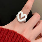 Anillo corazón esmaltado blanco