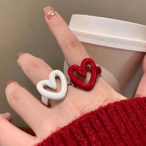 Anillo corazón esmaltado rojo