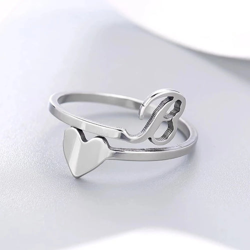 Anillo Corazón Inicial Plata B