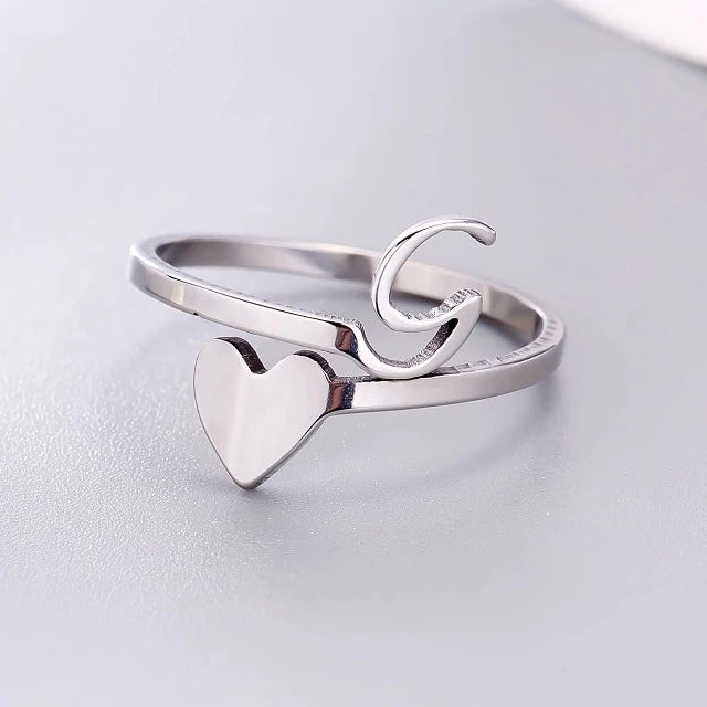 Anillo Corazón Inicial Plata G