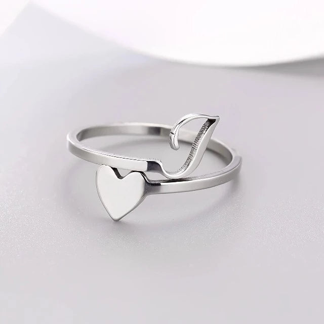 Anillo Corazón Inicial Plata I