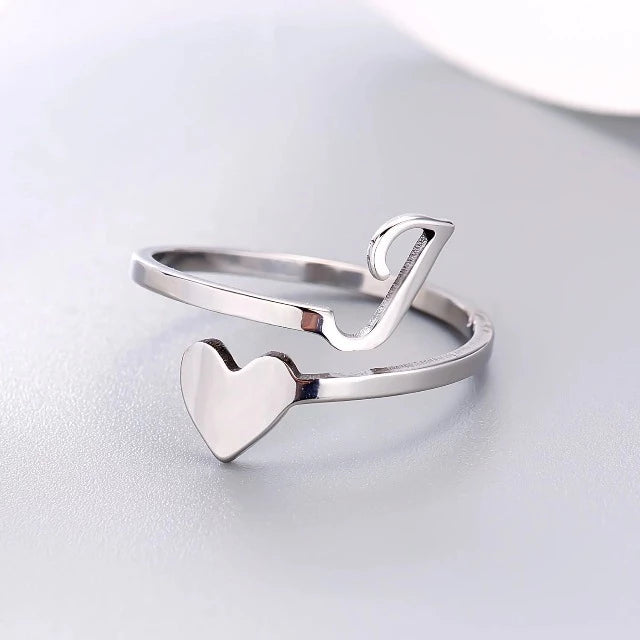 Anillo Corazón Inicial Plata J