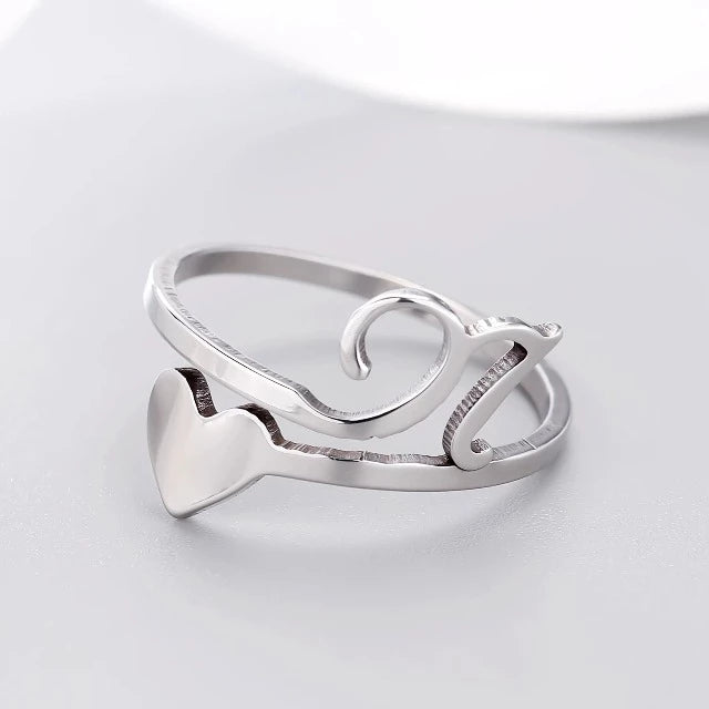 Anillo Corazón Inicial Plata N