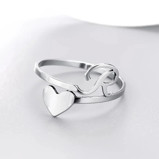 Anillo Corazón Inicial Plata R