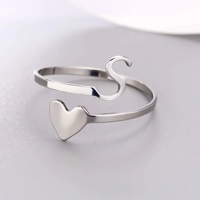 Anillo Corazón Inicial Plata S