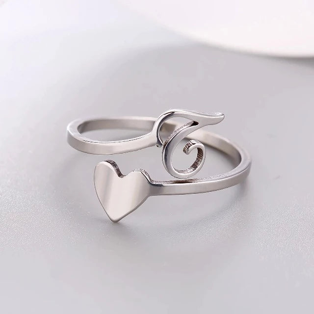 Anillo Corazón Inicial Plata T