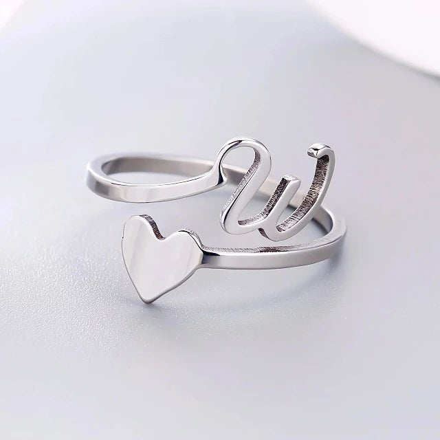 Anillo Corazón Inicial Plata W